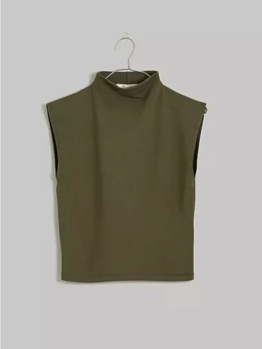 Madewell Funnel Neck Crop Muscle Tee Short Sleeve Capers Green Size XL